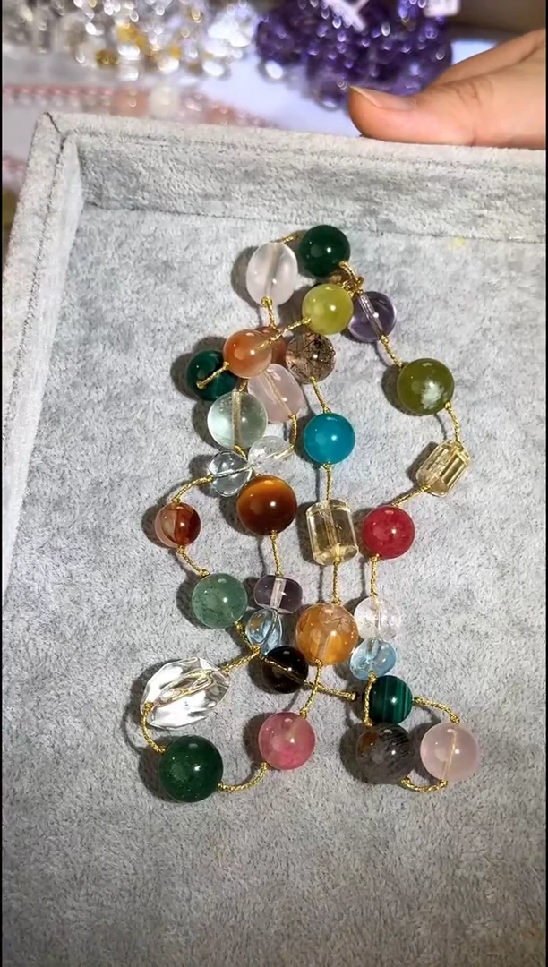 未镶嵌颈饰水晶红***你天然水晶多宝项链