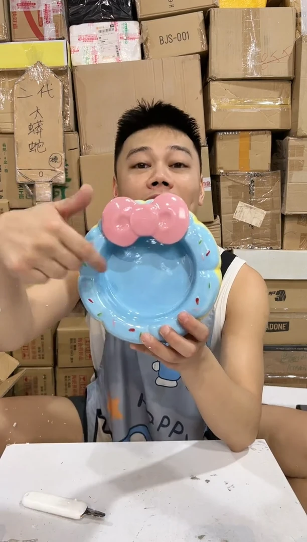 瓷片甜甜圈猫碗 陶瓷