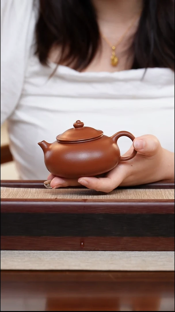 朱泥寒江160cc宜兴手工紫砂壶22