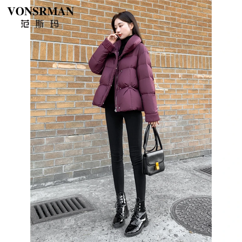VONSRMAN短款羽绒服女冬季2025新款今年流行小个子保暖白鸭绒加厚