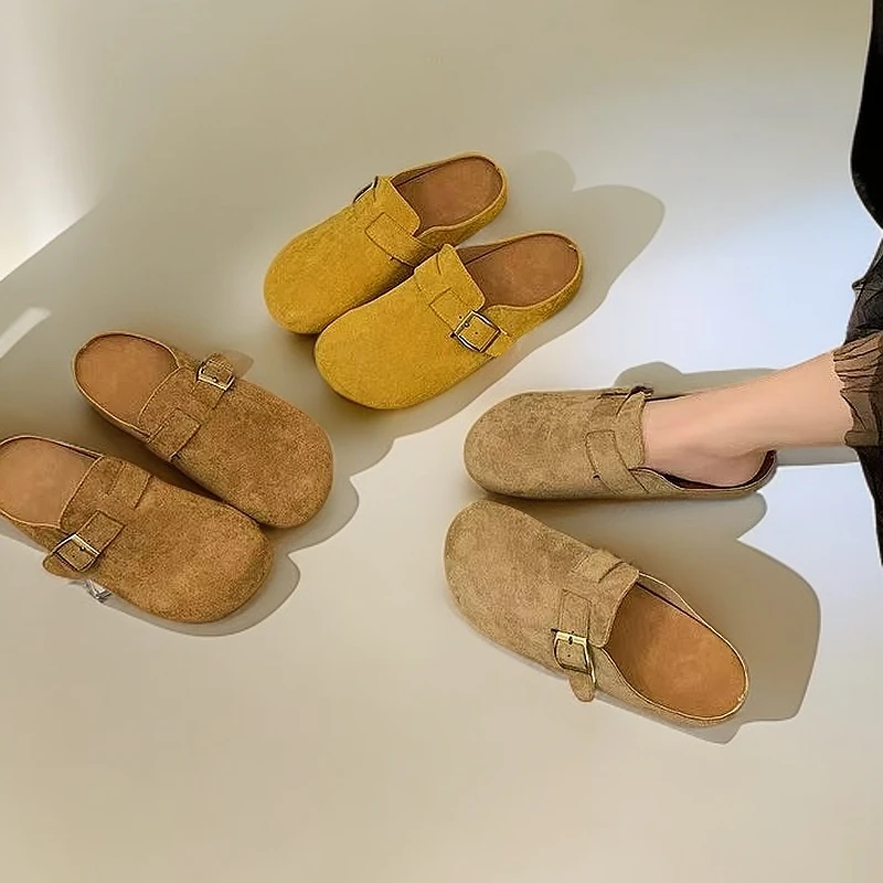 增高包头拖鞋女厚底懒人一脚蹬小个子外穿勃肯软底百搭复古潮鞋