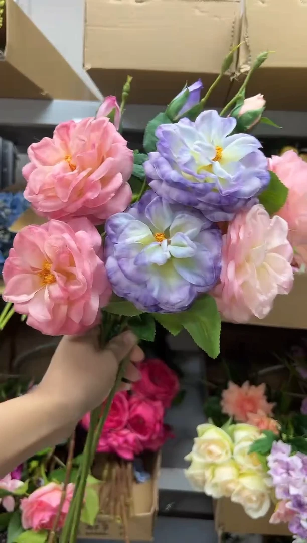 3枝混色月季花花