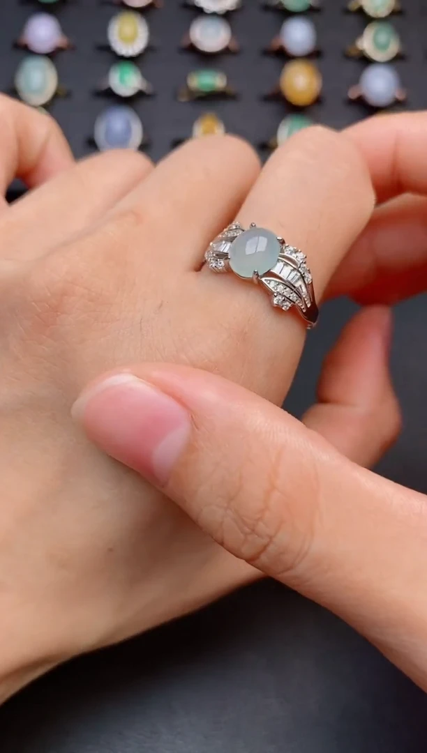 银S925镶嵌戒指翡翠1