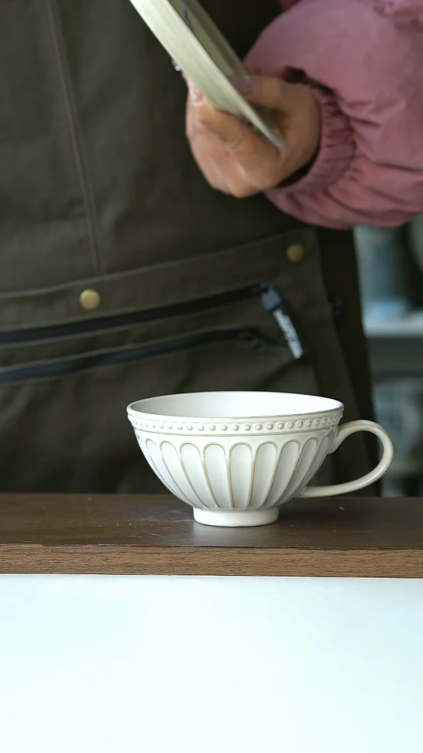 【闪购商品】陶瓷微瑕复古珍珠波点咖啡杯@4-2@