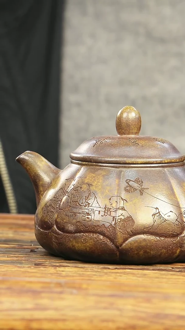 茶壶紫砂段泥柴烧多子多福j