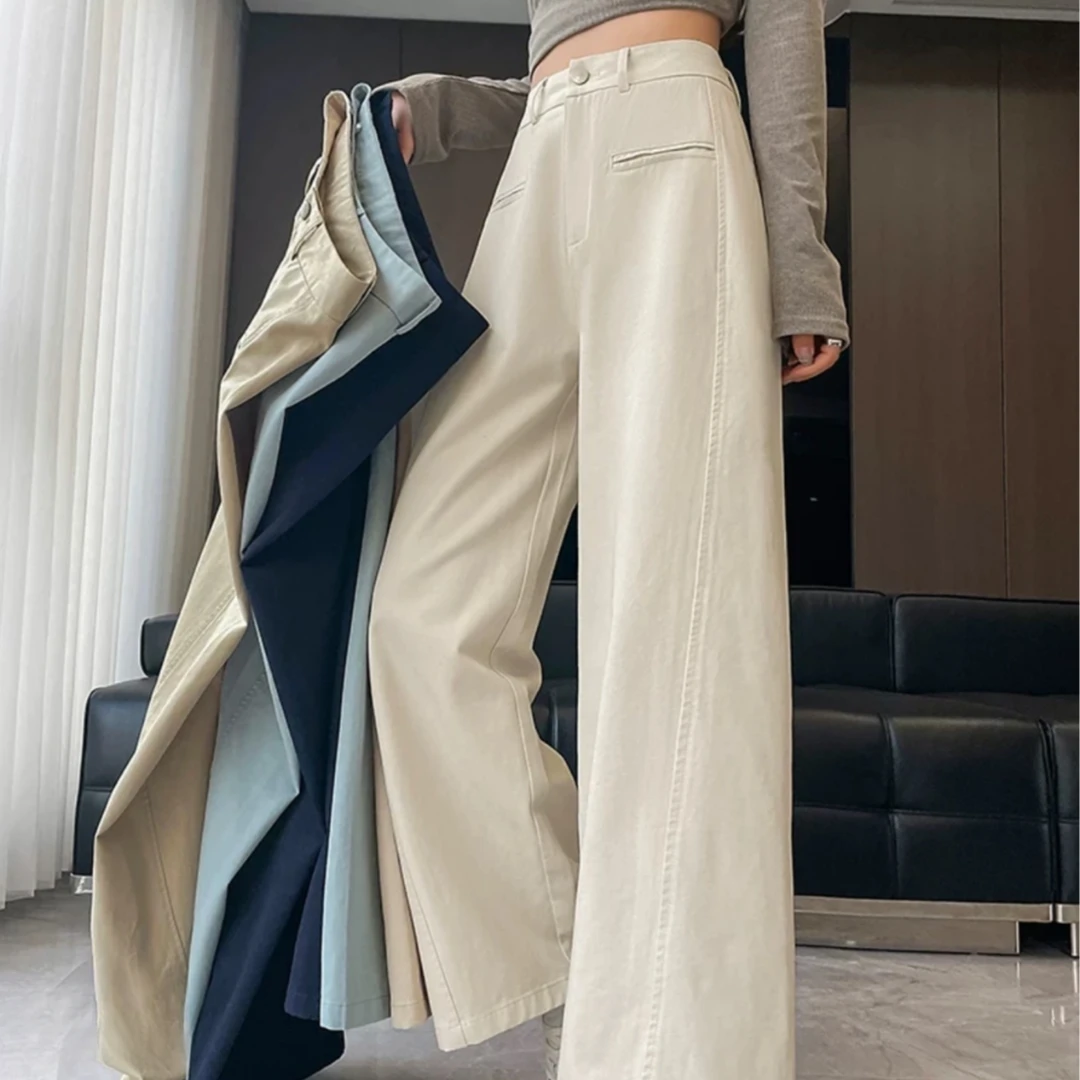 1998直筒阔腿裤2025春季新款显瘦高腰休闲裤