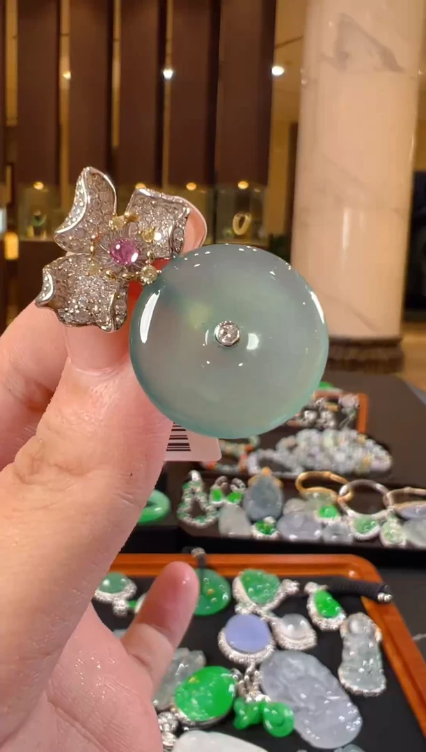 翡翠银S925镶嵌吊坠(不含链)天然A货翡翠JJ15多样性发一