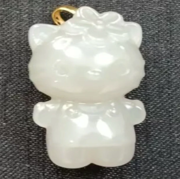 烟灰kt猫18k金吊坠