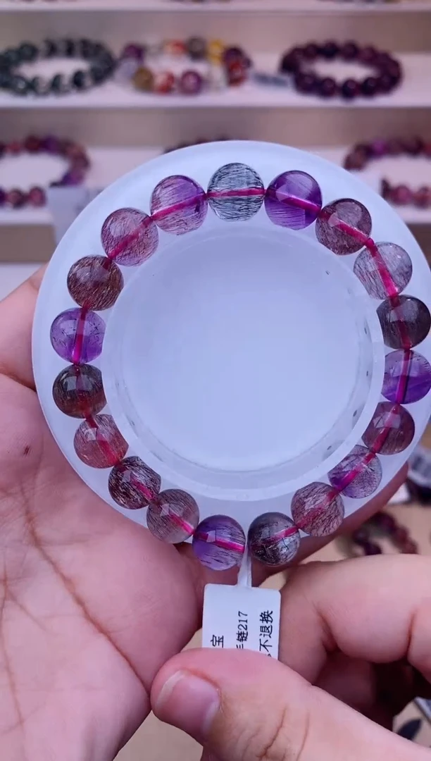 未镶嵌手链水晶黑加仑超七单圈10m+