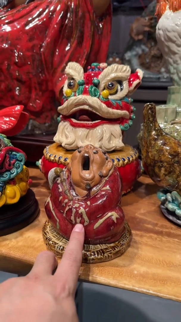 陶瓷夕**舟罗汉香炉一件