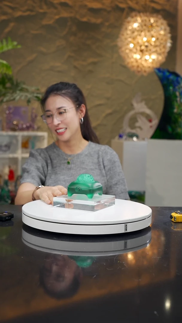手工艺品琉璃湖水绿香炉摆件