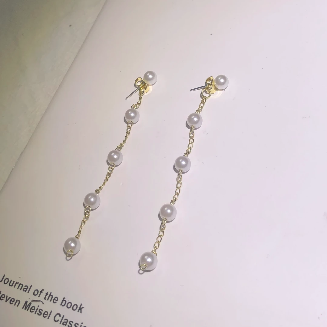 铜合金锆石耳饰 【BiLiyana独家】点珠吊坠耳环气质奢小众简约长款