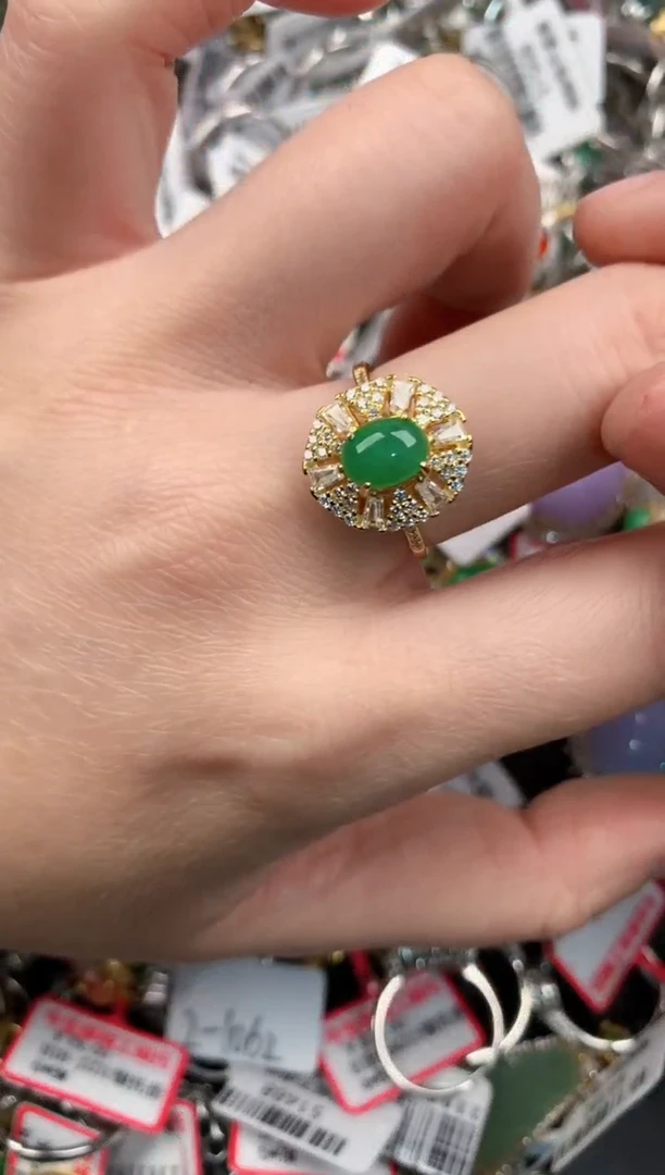 银S925镶嵌戒指翡翠11-11    7