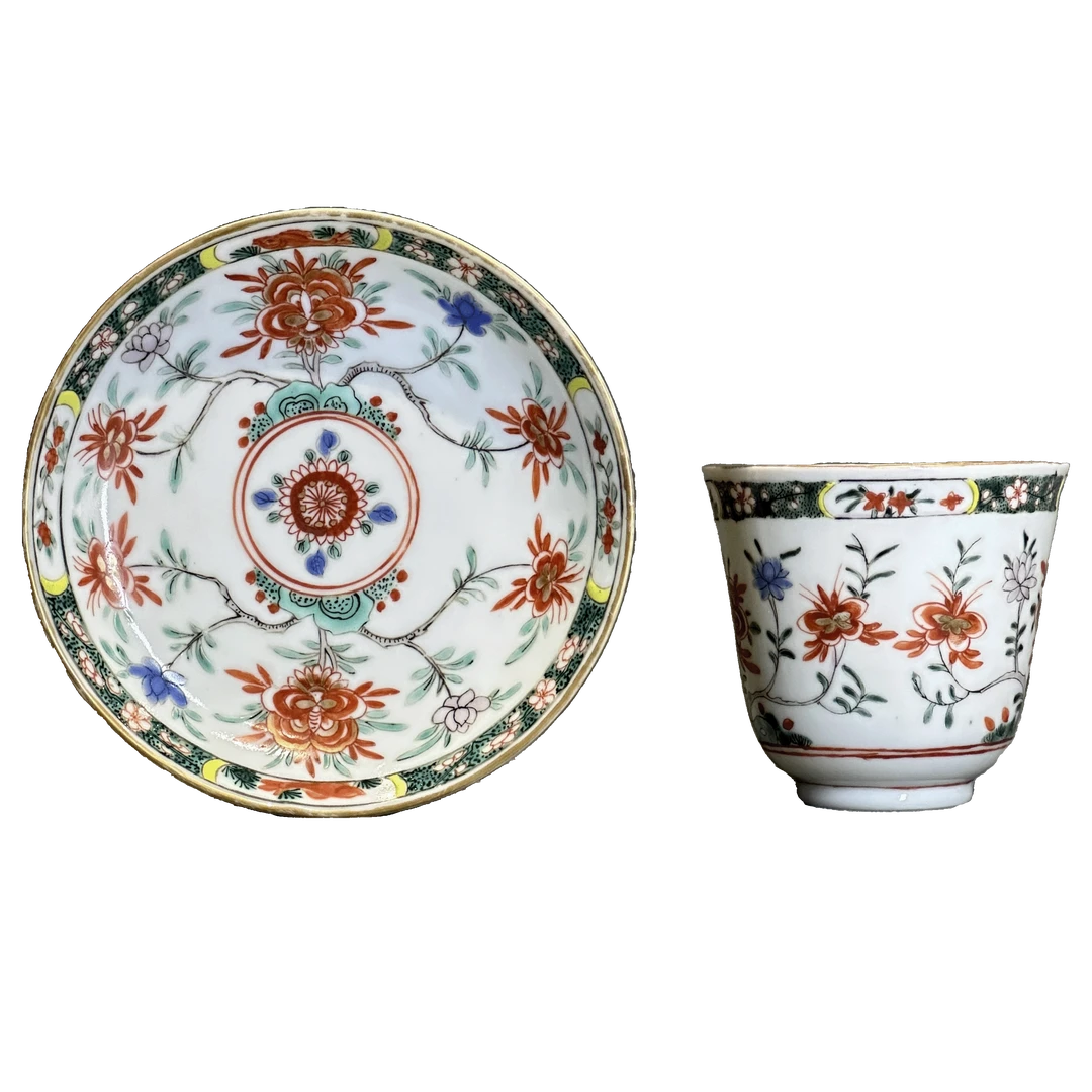 25300532y五彩花卉纹杯碟套