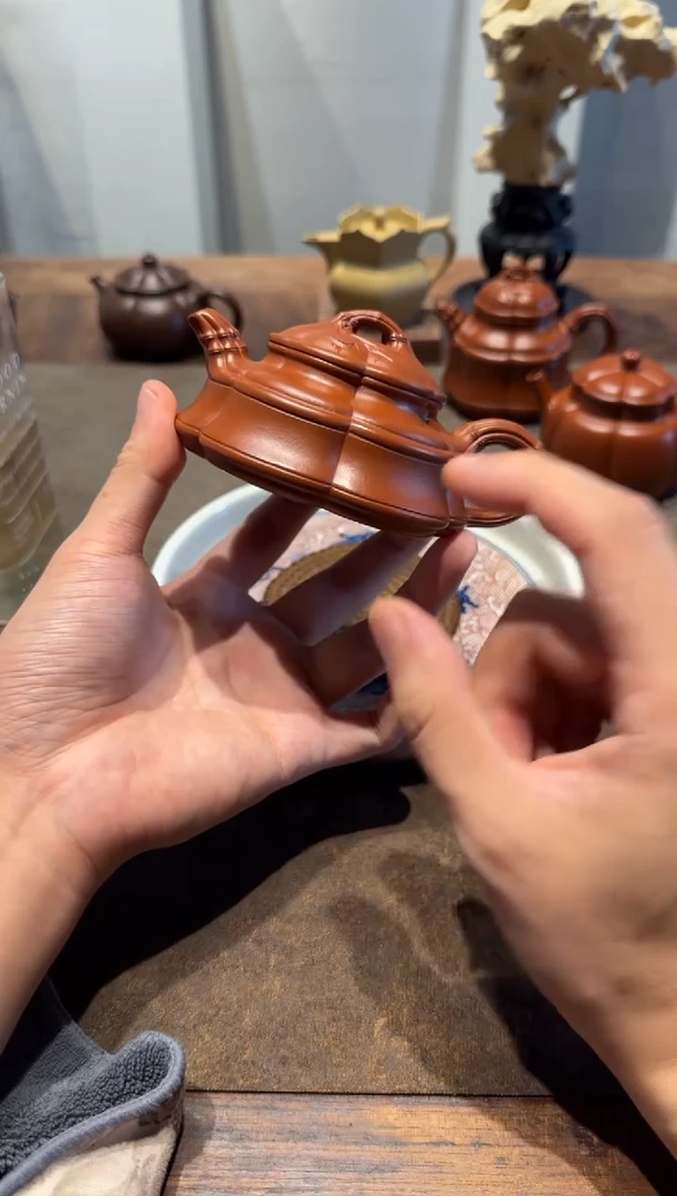 茶壶紫砂六**士海棠竹鼎 扁