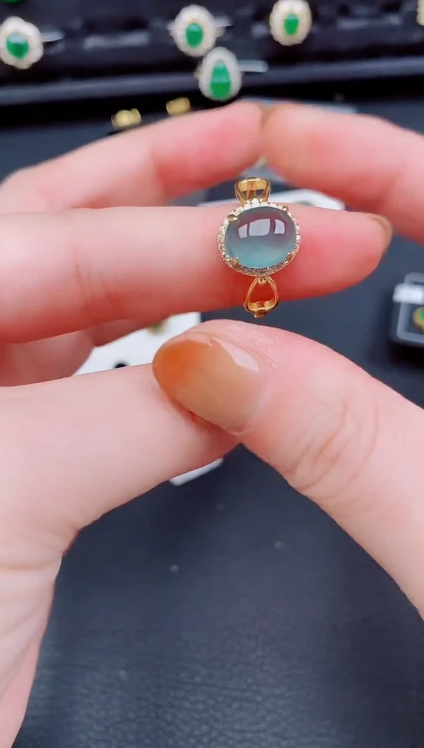 【闪购商品】翡翠戒指银S925镶嵌天然a货翡翠430