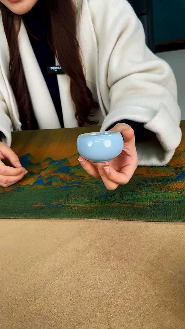 杯子瓷韩红 天青釉 小禅定