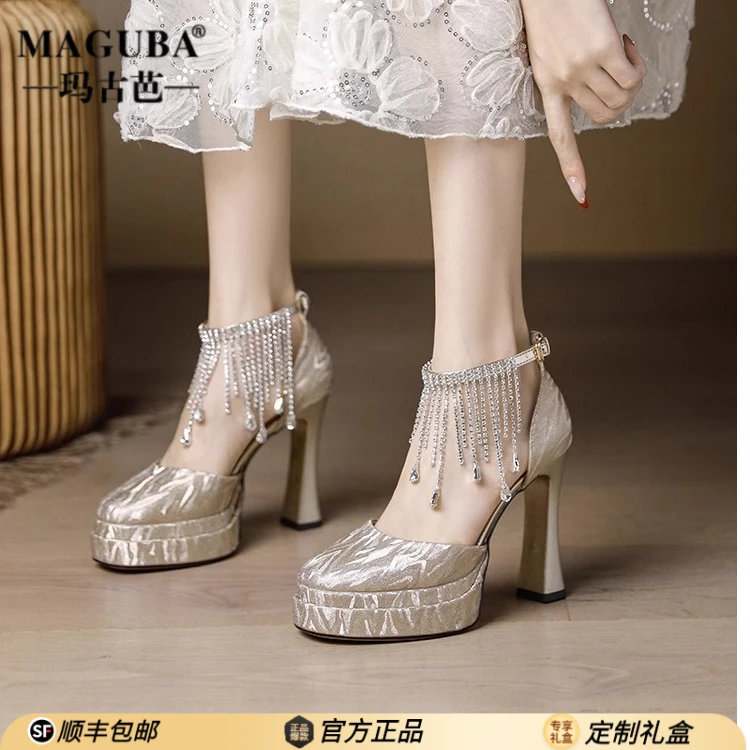 MAGUBA/玛古芭高跟鞋圆头超高跟婚鞋婚礼气质绝美厚底双层防水台
