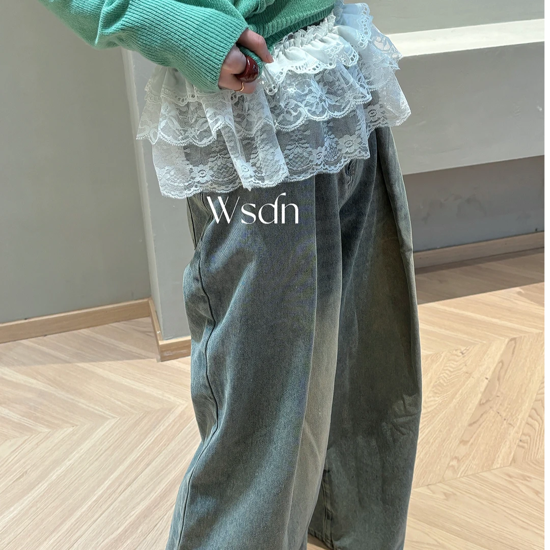 2025新款春夏季蛋糕裙帘花边叠穿下摆白色罩裙韩系高级蕾丝屁帘