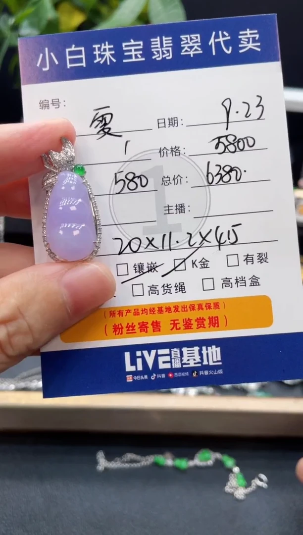 吊坠(不含链)18K金镶嵌翡翠雯*吊坠