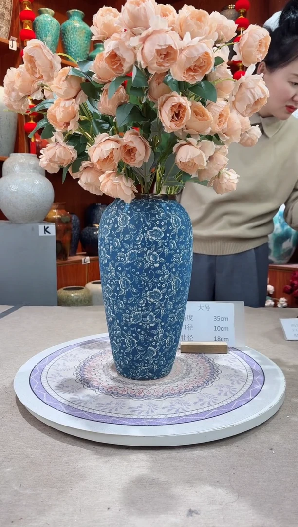 【闪购商品】瓶芙蓉青花 大号 精品陶瓷花瓶 无花