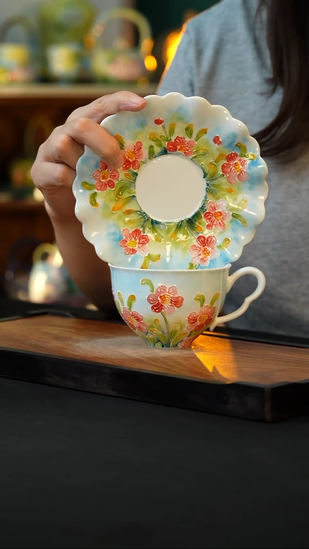 杯手绘心瓷陶瓷浮力