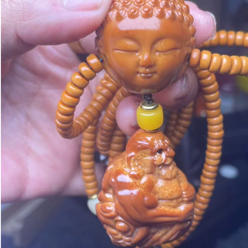 文玩好物巴西大橄榄药片穿配宝宝佛+恶僧脖挂252