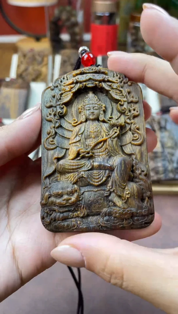 木木雕款芽庄十二生肖守护 文殊菩萨8cm 送养香瓶