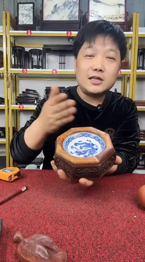 木非洲黑檀八角烟缸14.5CM