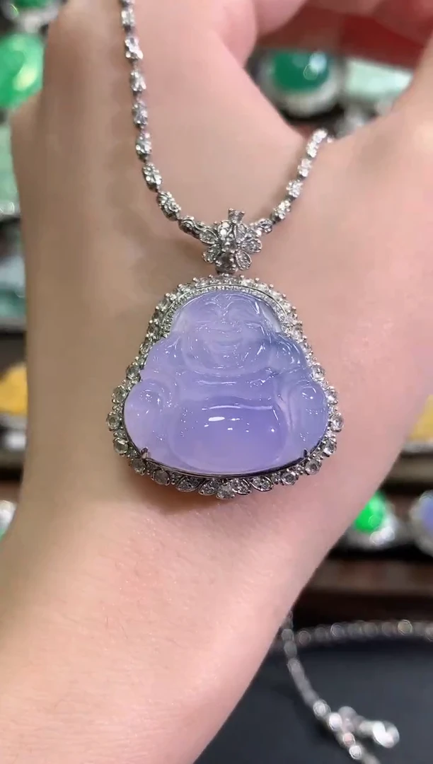 吊坠(不含链)18K金镶嵌翡翠冬日珠宝E889紫货有色差