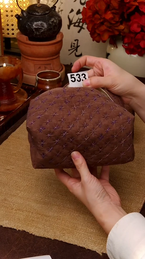 丁**7Cici手作刺子绣柿染壶垫杯垫-533