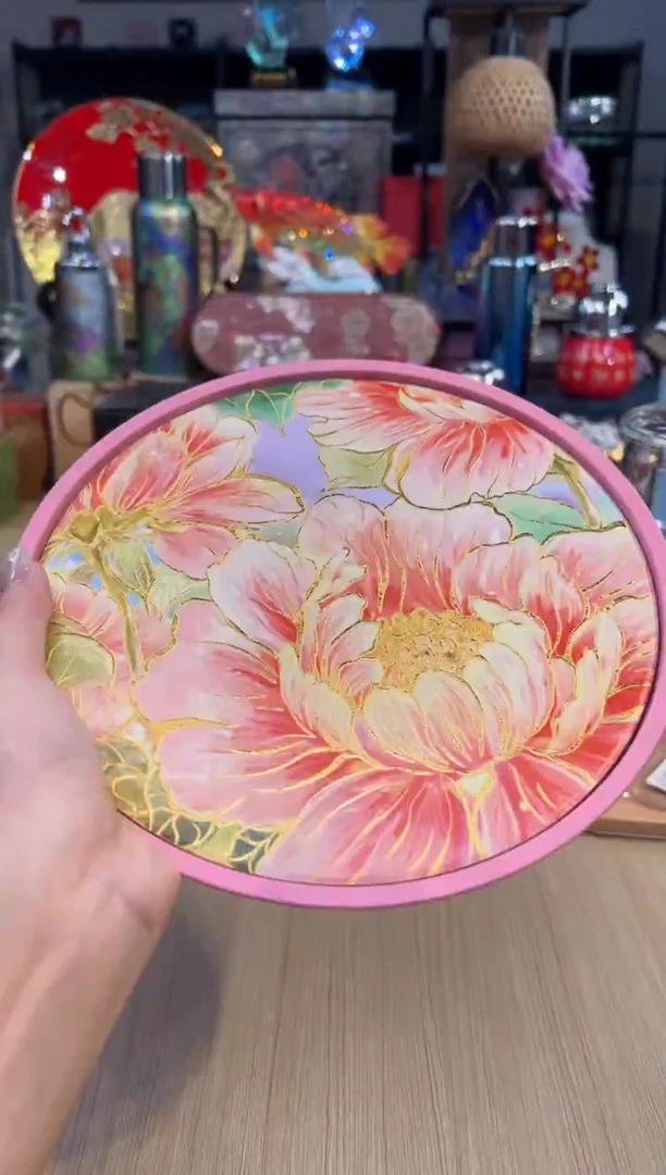 39粉色圆形壶承