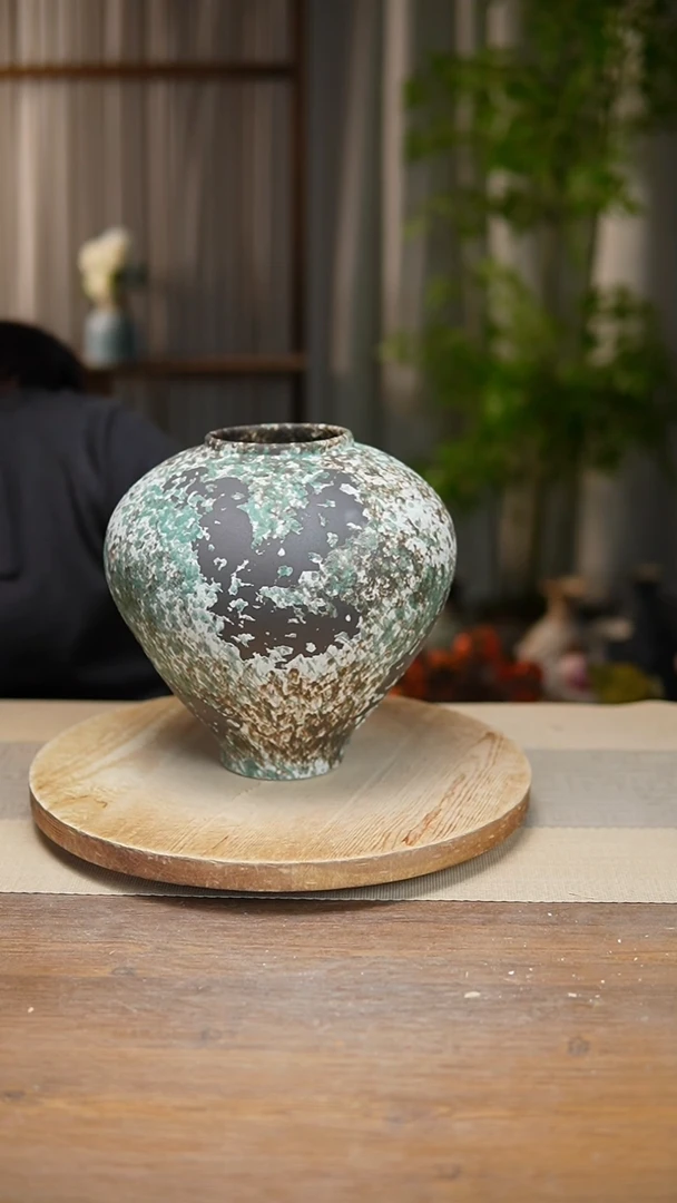 【闪购商品】陶瓷  花器涂鸦绿月亮罐