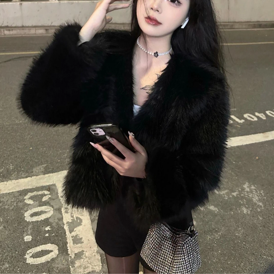 冬款毛毛外套-茸白猫 Rally-爆款网红冬季仿狐毛外套