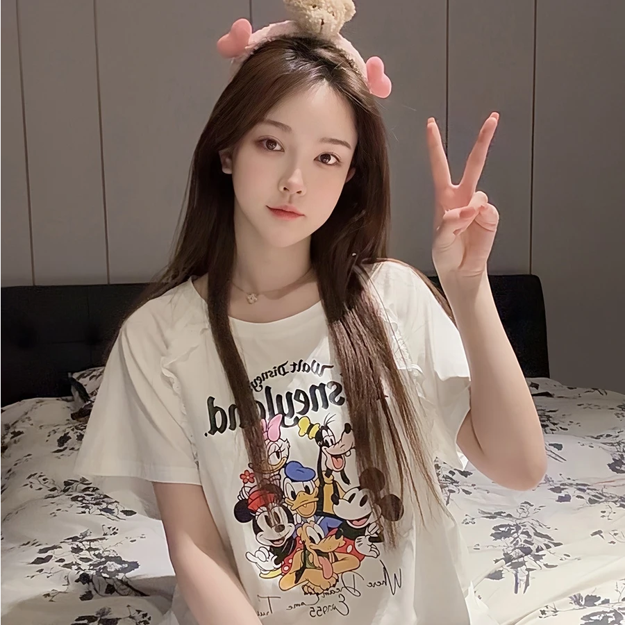 Disney/迪士尼大榕家viki【米奇印花套装短袖】时尚女款家居服睡衣
