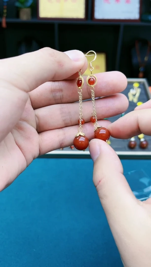 【闪购商品】南红玛瑙耳饰银S925镶嵌805000