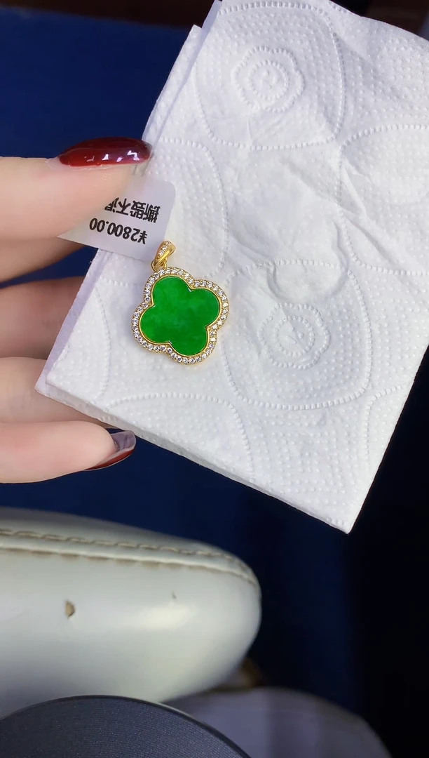 颈饰银S925镶嵌翡翠缅甸天然翡翠A货