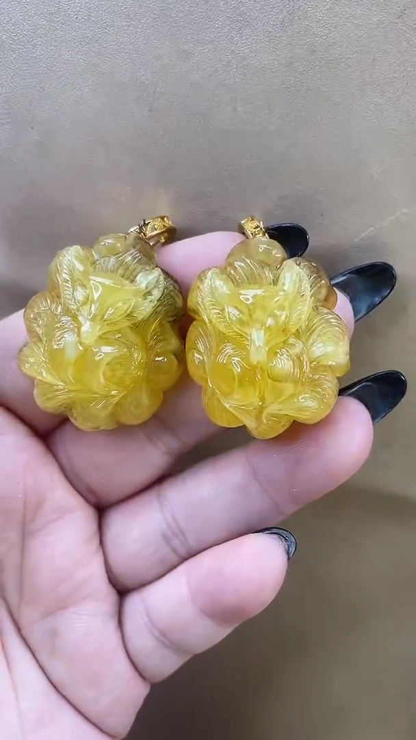 琥珀颈饰未镶嵌耳环