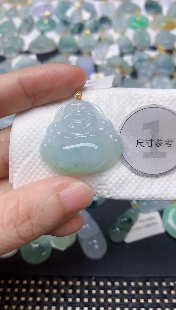 颈饰18K金镶嵌翡翠天然缅甸A货翡翠