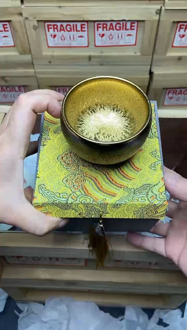 茶盏双面金樽 彩钻建盏主人杯