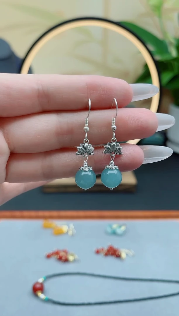 玛瑙/玉髓耳饰银S925镶嵌01