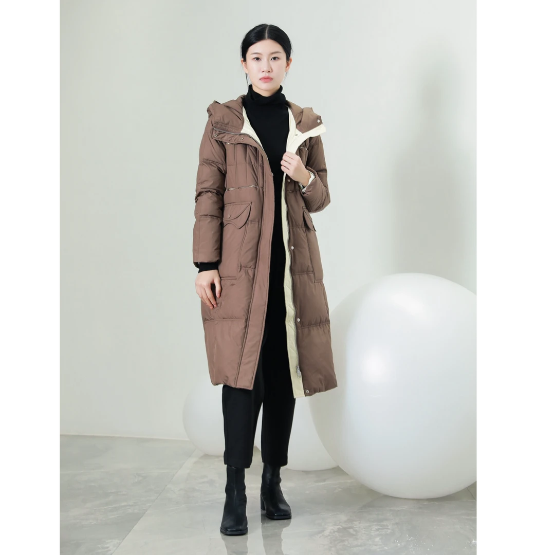 【钟意宠粉 】2549咖色长款羽绒服