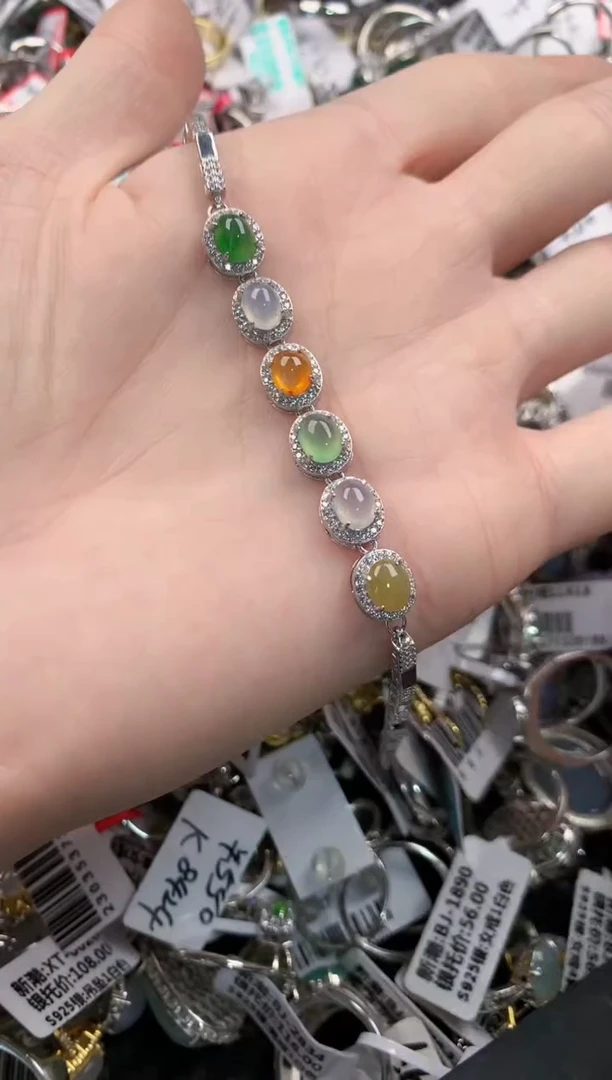 银S925镶嵌戒指翡翠666    7