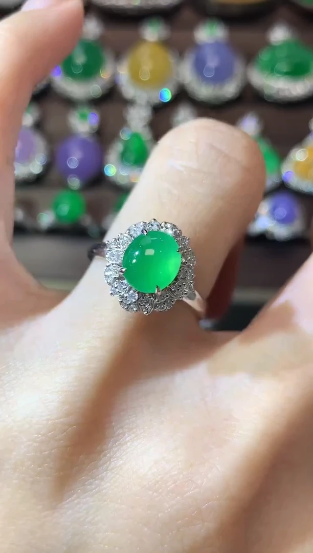 翡翠戒指18K金镶嵌D17