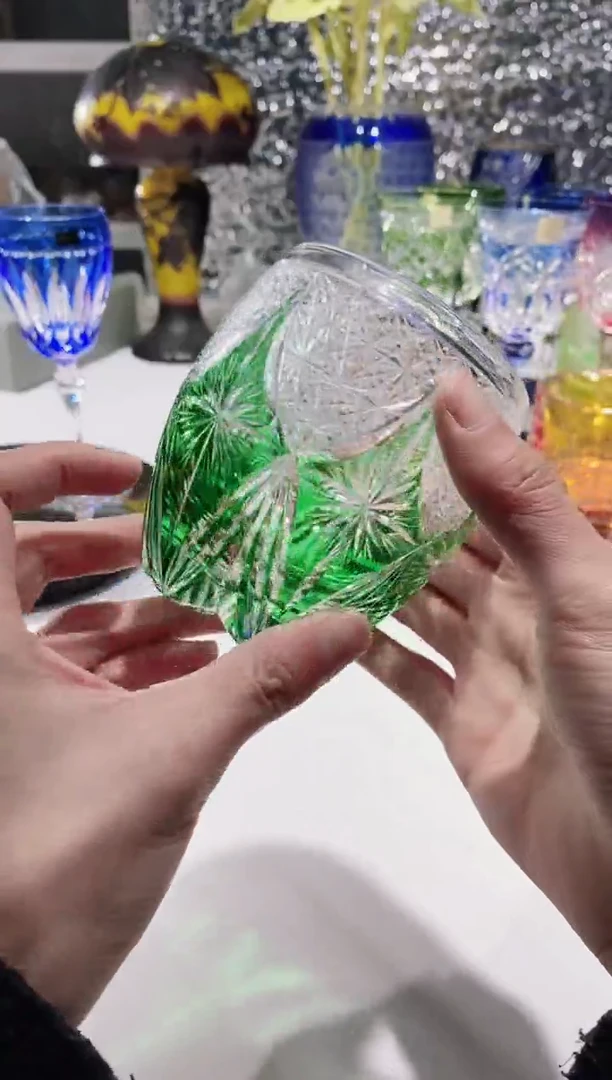 【闪购商品】水晶玻璃无手柄款绿色绮罗微瑕