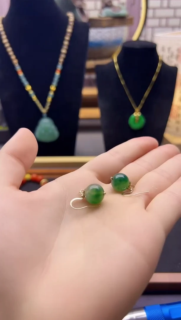 【闪购商品】翡翠耳饰14K金镶嵌E363