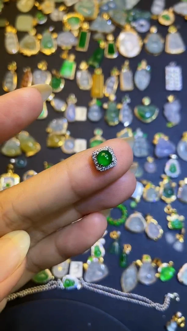 翡翠银S925镶嵌吊坠(不含链)1