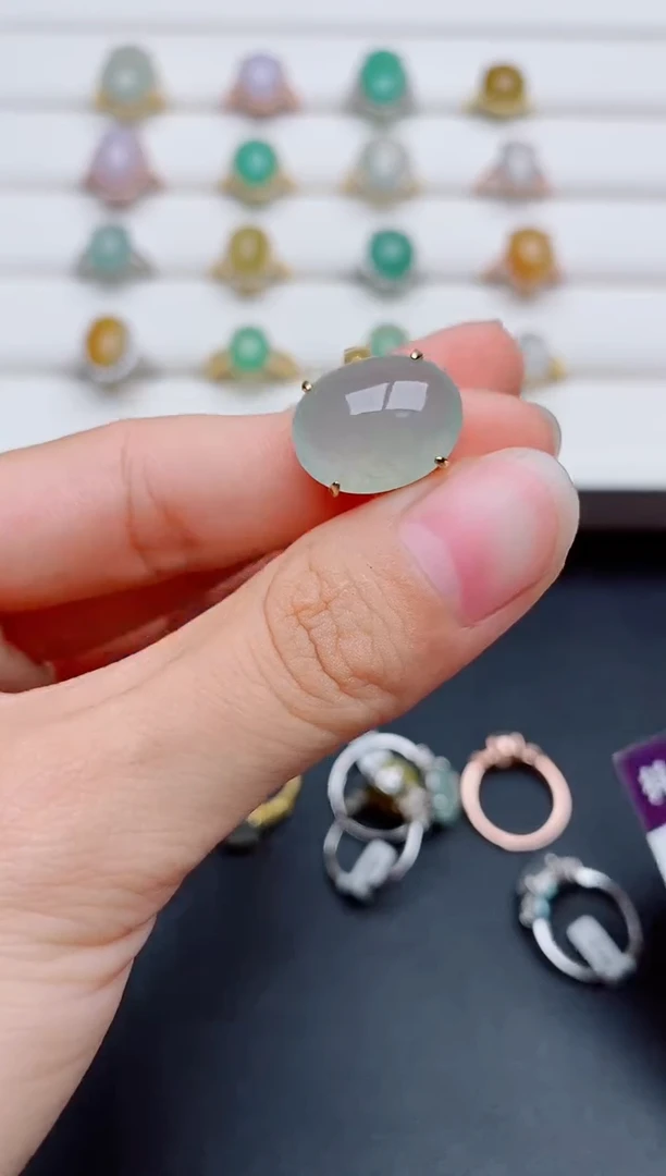 银S925镶嵌戒指翡翠1