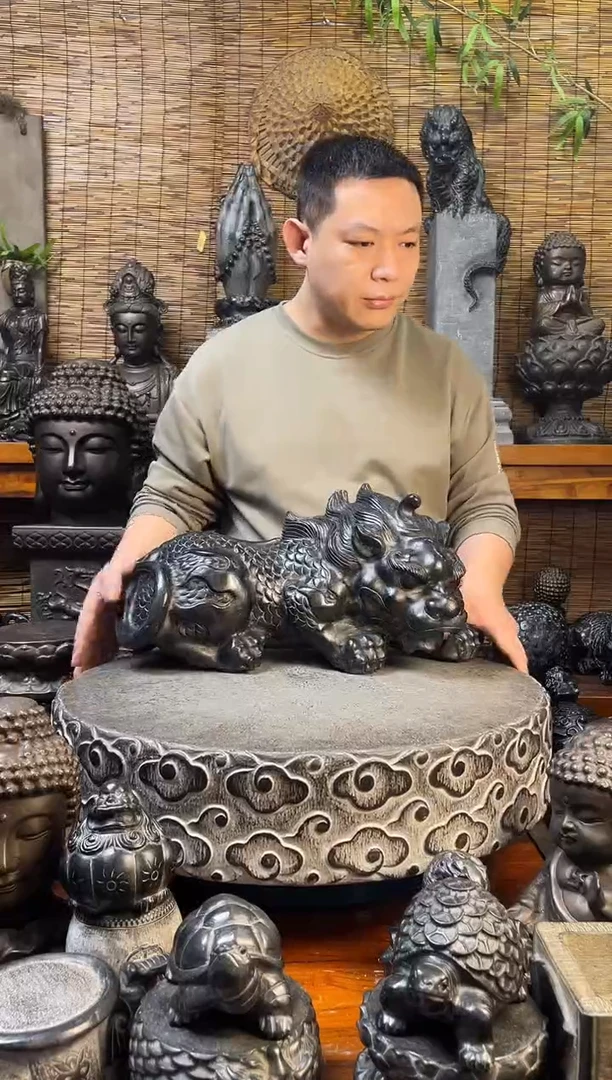 石材50*25貔貅天然青石雕刻