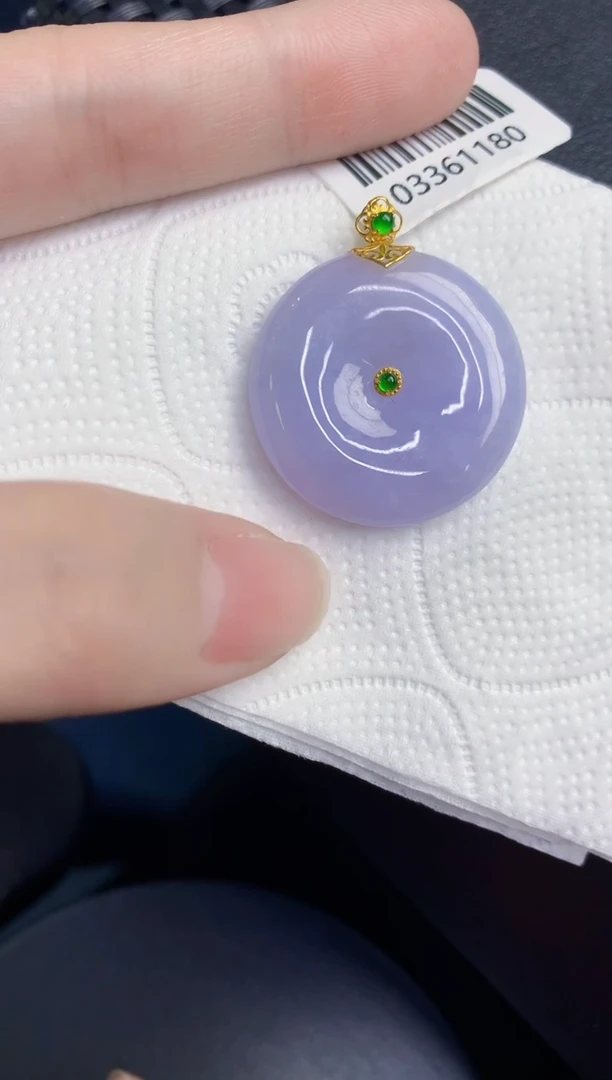 颈饰18K金镶嵌翡翠天然翡翠缅甸A货